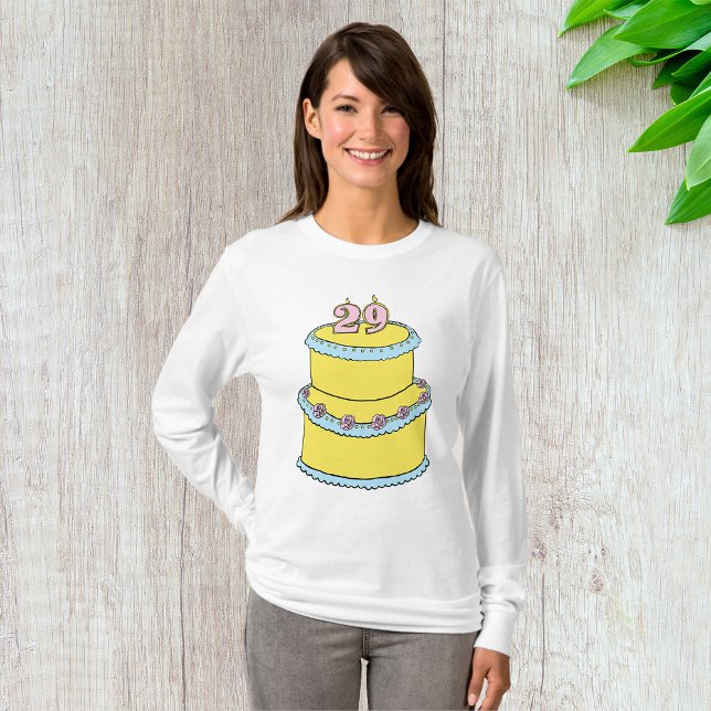 T-shirt Gâteau jaune 29e anniversaire avec roses roses ros (Créateur téléchargé)