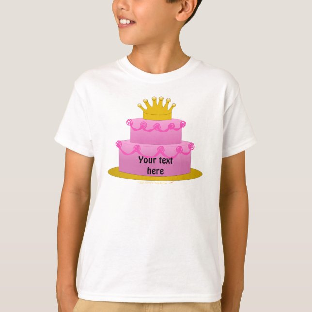 T-shirt Gâteau rose avec l'anniversaire de couronne (Devant)