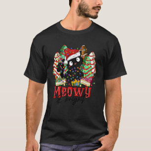 T-shirt Gâteaux d'arbre de Noël de chat de Meowy et Bright