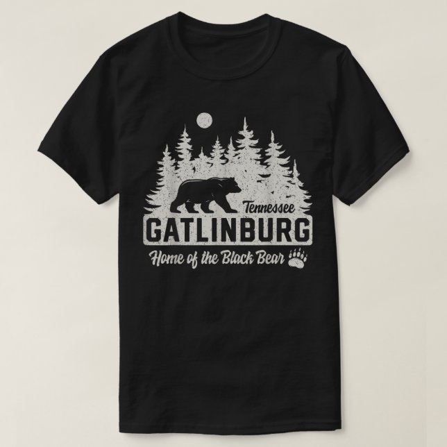 T-shirt Gatlinburg Tennessee Ours Noir Great Smoky Mounta (Design devant)