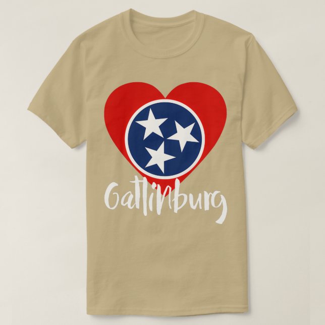 T-shirt Gatlinburg Tennessee TN Coeur en forme de drapeau  (Design devant)