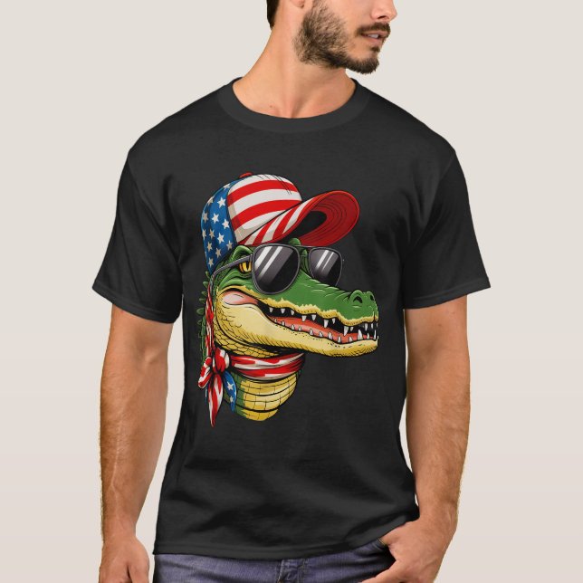 T-shirt Gator Alligator Crocodile 4 juillet Cadeaux Hommes (Devant)