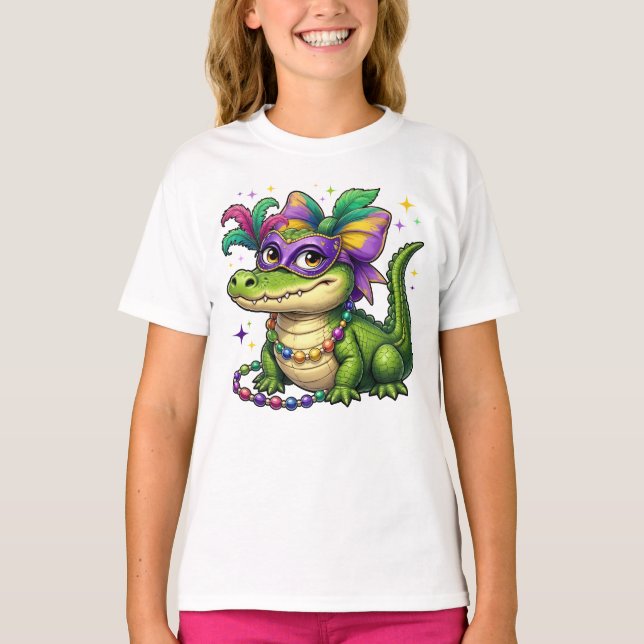 T-shirt Gator Mardi Gras, Mardi Gras Alligator (Devant)