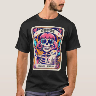 T-shirt Gatos Avant Vatos Skeleton Chat Kitten Lover