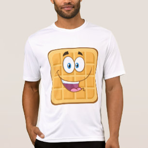 T-shirt Gaufre Kawaii Souriante Nourriture de Petit Déjeun