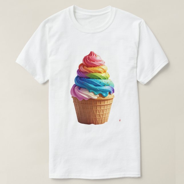 T-shirt Gaufrette glacée arc-en-ciel mignonne  (Design devant)