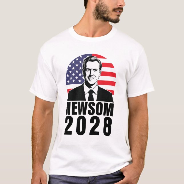 T-shirt Gavin Newsom 2028 pour le président américain Drap (Devant)