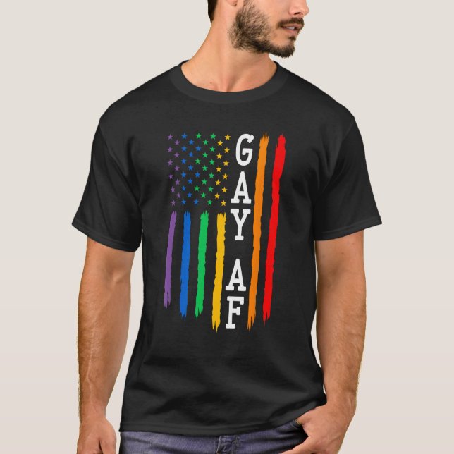 T-shirt Gay AF Pride American Flag   LGBTQ Gay Pride Month (Devant)