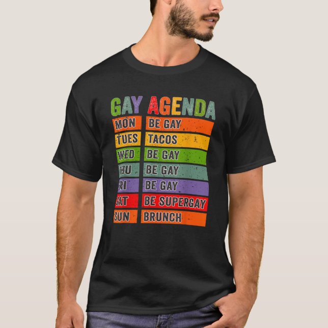 T-shirt Gay Agenda Amusant Rainbow Gay pride T Shirt (Devant)