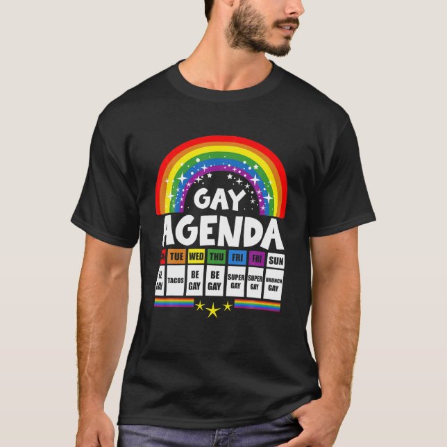 T-shirt Gay Agenda Funny Queer Pride Cadeau Lesbian Bi (Devant)