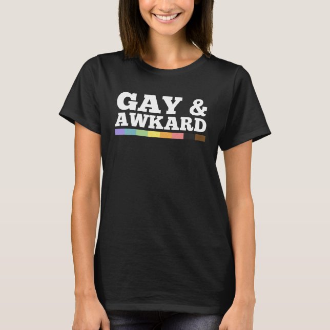 T-shirt Gay And Awkward Queer LGBTQ Pride Flag Minimalist  (Devant)