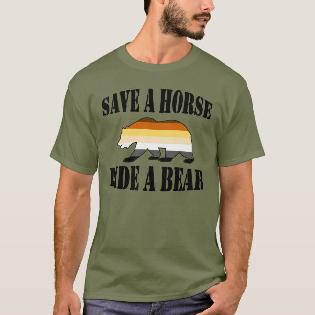 T-shirt Gay Bear Fierté Enregistrer Un Cheval Ride Un Ours (Devant)