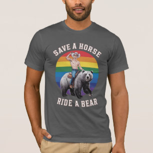 T-shirt Gay Bear Pride Sauve Un Cheval Monte Un Ours
