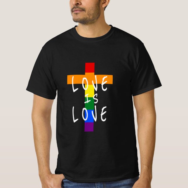T-shirt Gay Christian LGBT - Croix de la fierté Dieu (Devant)