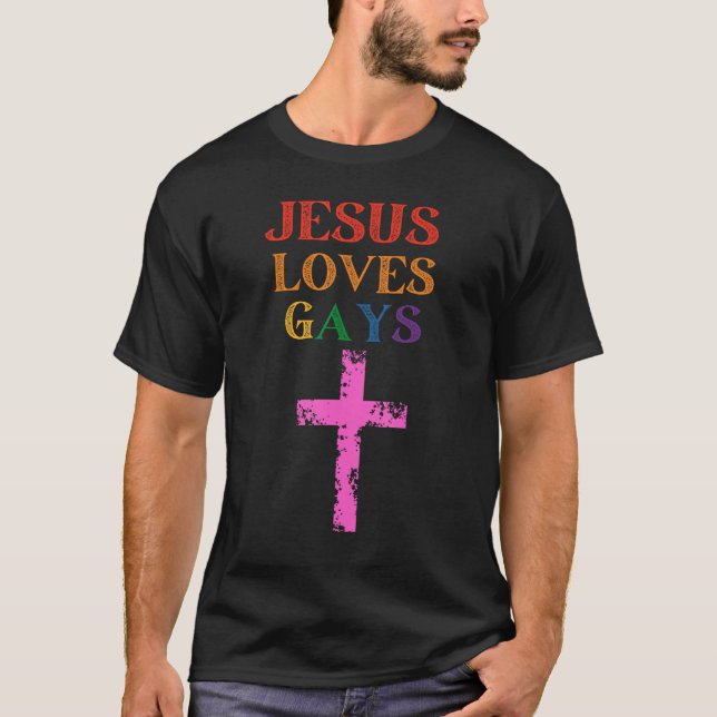 T-shirt Gay Christian Pride Month LGBT Pride Jesus Love Ga (Devant)