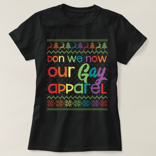 T-shirt Gay Christmas Drôle LGBT Don We Now Our Gay Appare (Design devant)