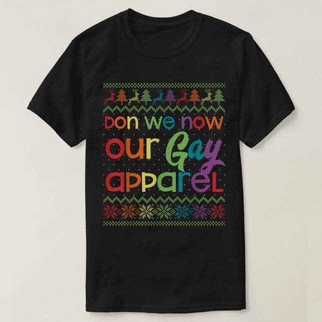 T-shirt Gay Christmas Drôle LGBT Don We Now Our Gay Appare (Design devant)