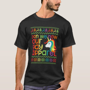 T-shirt Gay Christmas Rainbow Unicorn Don We Now Our Gay A