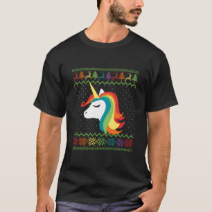 T-shirt Gay Christmas Rainbow Unicorn Lgbt Fête M