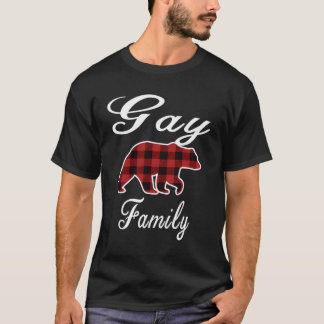 T-shirt Gay Famille Ours Rouge Plaqué Pajama de Noël Homme