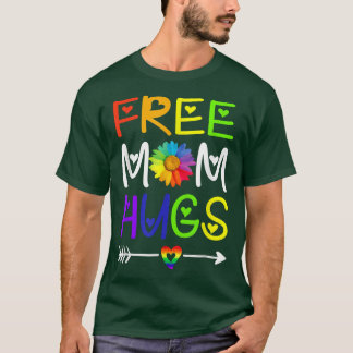 T-shirt Gay Free Mom Hugs Daisy Rainbow Heart LGBT Pride M
