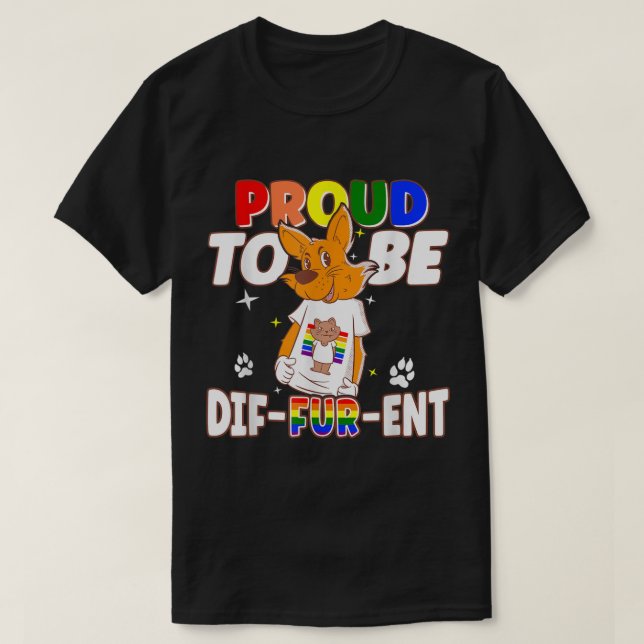 T-shirt Gay Furries fier d'être différents fursuit heureux (Design devant)