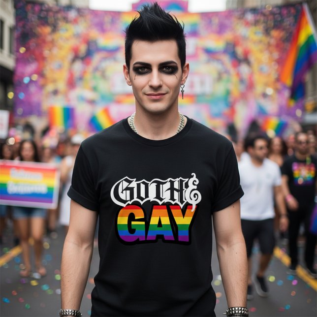 T-shirt Gay Goth (Gay Goth T-Shirt by Ricaso. For the dark moody but rainbow gothic - ideal for pride parades )
