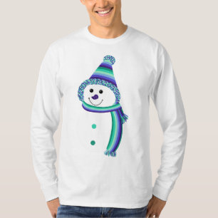 T-shirt Gay Hommes Fierté Snowman Snowperson Bleu Vert