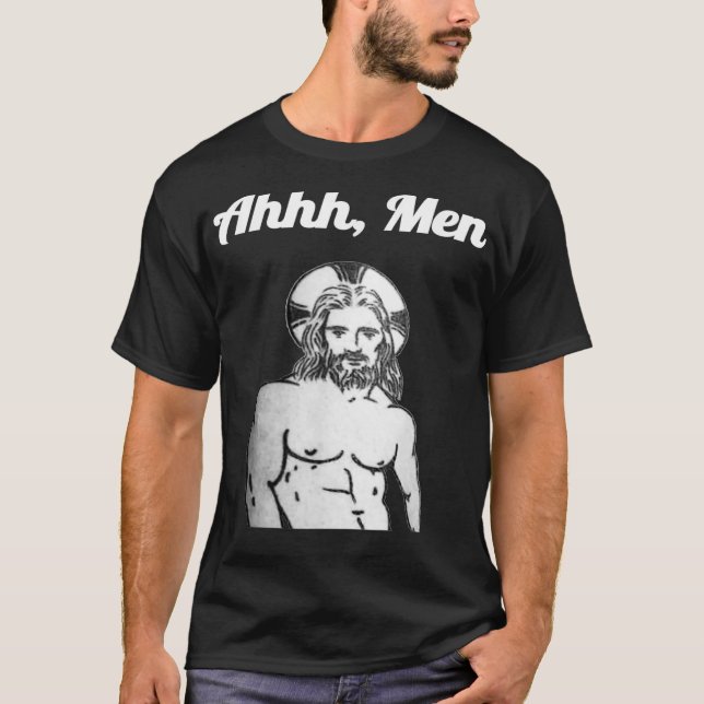 T-shirt Gay Jesus Ah Men Funny Atheist Humour chrétien LGB (Devant)