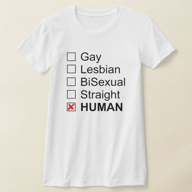 T-shirt Gay Lesbienne BiSexual Droit Humain Pas de Étiquet (Poser)