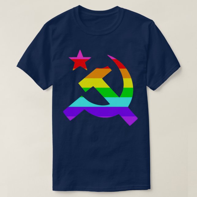 T-shirt Gay LGBT Rainbow Communiste (Design devant)