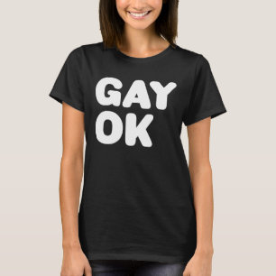 T-shirt GAY OK Big Text Logo LGBT Support Noir Et Blanc