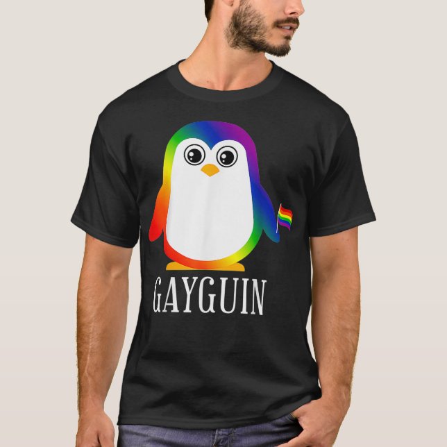 T-shirt Gay Penguin Rainbow Pride drapeau LGBTQ Cool LGBT  (Devant)