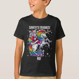 T-shirt Gay Père Noël équitation Unicorn Favori Ho Funny L