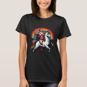T-shirt Gay Père Noël équitation Unicorn Show Muscles Drôl