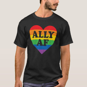 T-shirt Gay pride Ally Af LGBT Rainbow Heart LGBTQ Lesbian