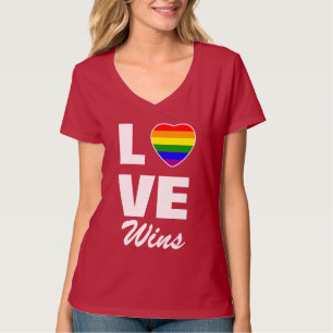 T-shirt Gay pride Arc-en-ciel Drapeau coeur amour gagne T-