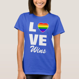 T-shirt Gay pride Arc-en-ciel Drapeau coeur amour gagne T-