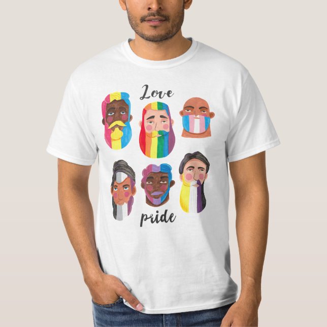 T-shirt Gay pride arc-en-ciel drapeaux de genre barbe homm (Devant)
