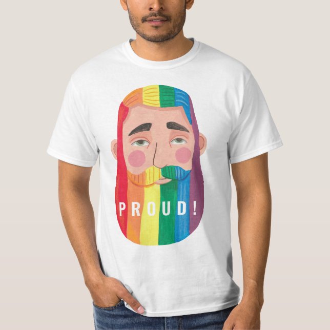 T-shirt Gay pride arc-en-ciel drapeaux sexe barbe hommes T (Devant)