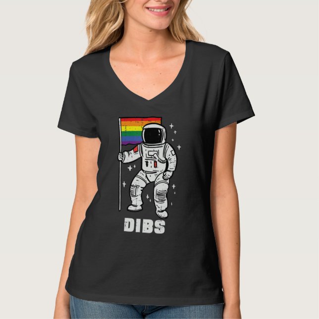 T-shirt Gay Pride Astronaut Rainbow Flag Lgbtq Space Men W (Devant)