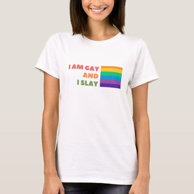 T-shirt Gay pride avec Citation Je suis gay et je tue (Devant)
