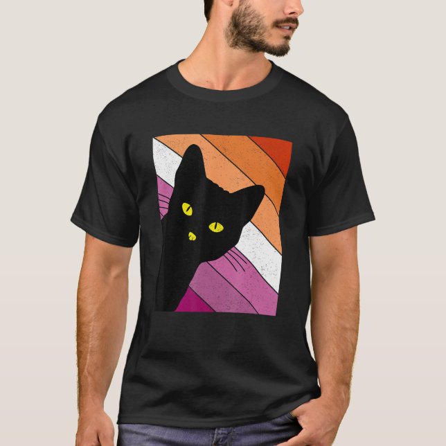 T-shirt Gay Pride Cat Lesbian Rainbow Flag LGBTQ Cat Mom C (Devant)
