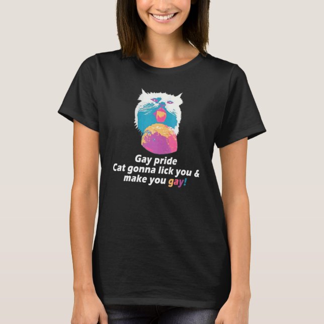 T-shirt Gay Pride Chat Va Te Lécher Et Te Rendre G (Devant)