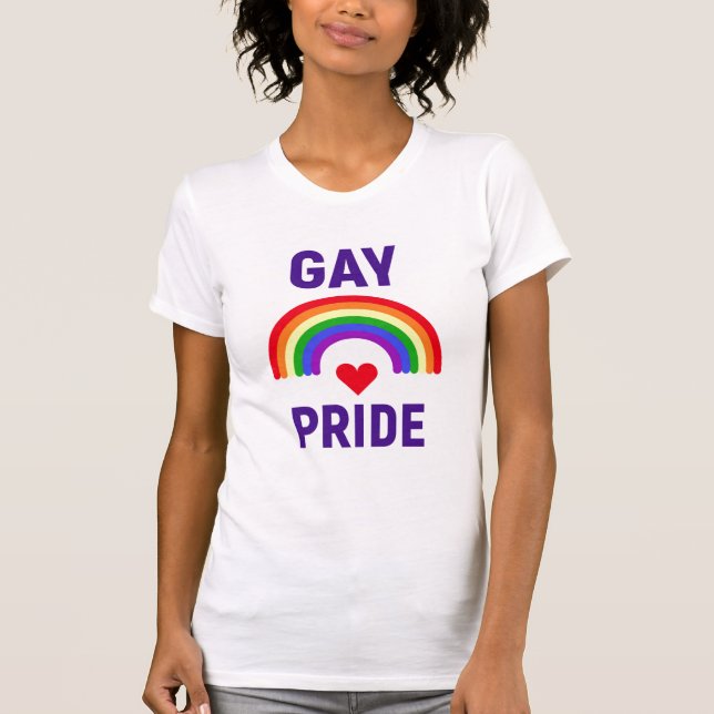 T-shirt Gay pride| Coeur et arc-en-ciel (Devant)