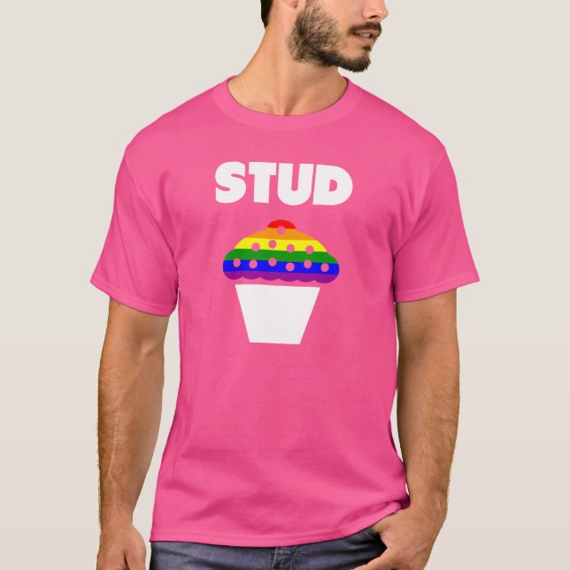 T-SHIRT GAY PRIDE COULEURS DRAPEAU ARC-EN-CIEL STUD MUFFIN (Devant)