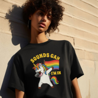 T-shirt Gay pride Dabbing Unicorne Avec Drapeau