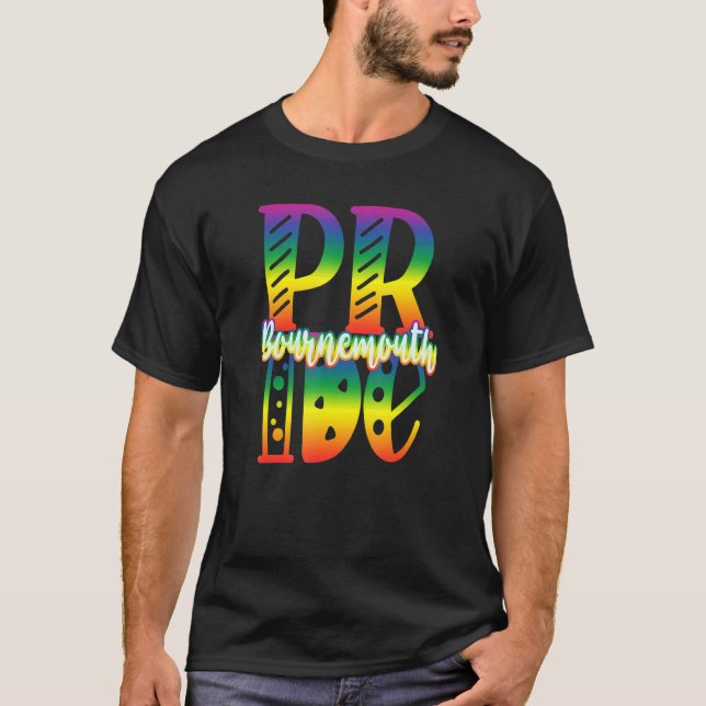 T-shirt Gay pride de Bournemouth en lettres de blocs (Devant)