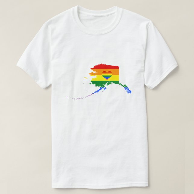 T-shirt Gay pride de l'Alaska Rainbow Flag Coeur GLBTQ Des (Design devant)
