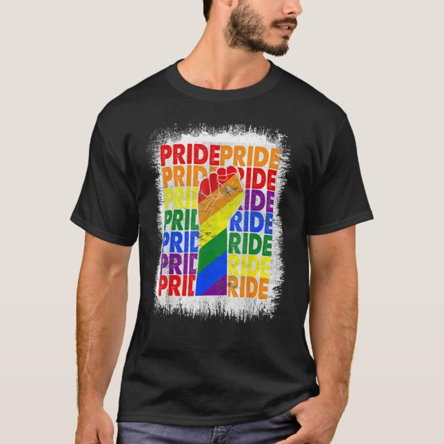 T-shirt Gay pride d'indicateur arc-en-ciel de résistance à (Devant)